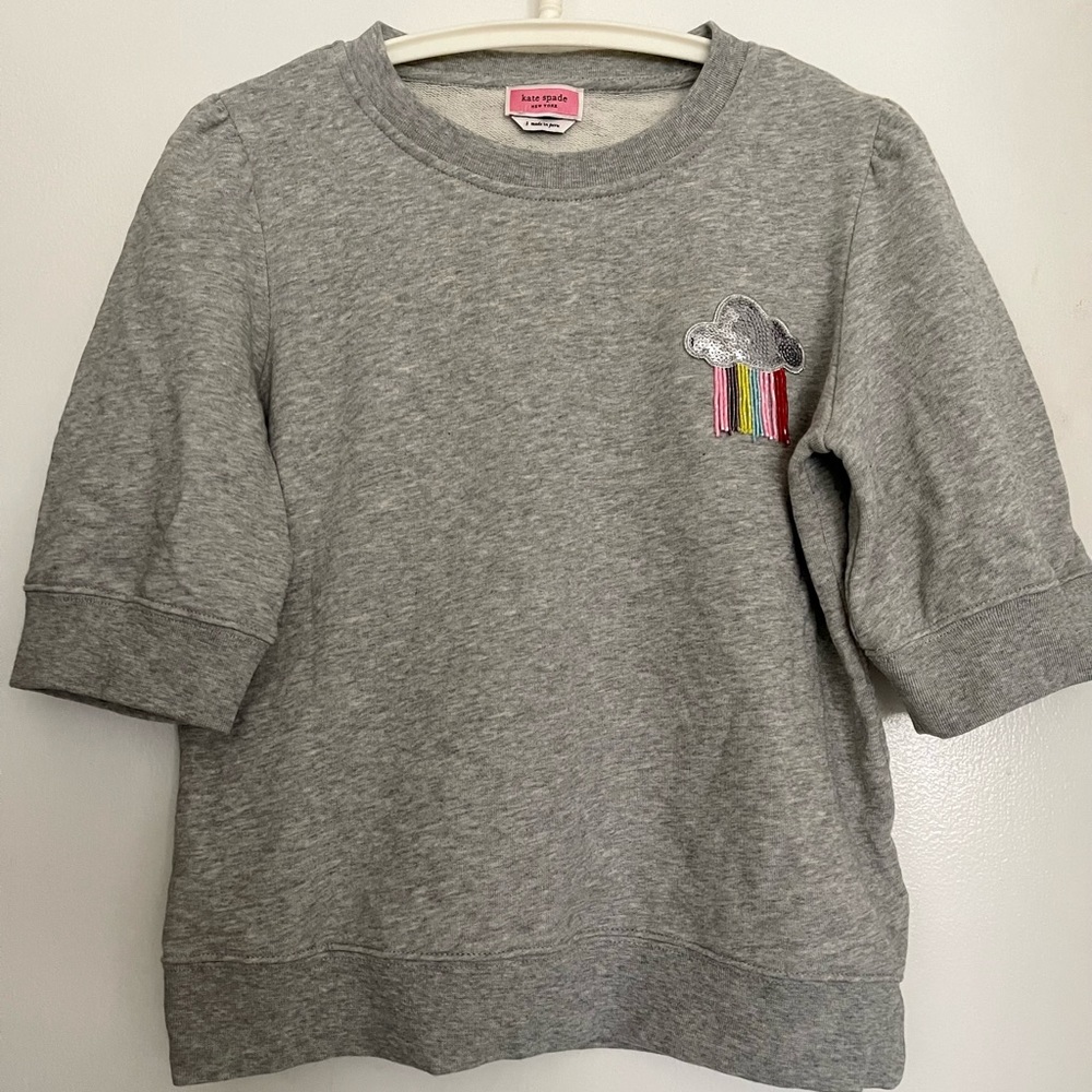 EUC! Kate Spade sequin cloud with rainbow short sleeve sweatshirt size S